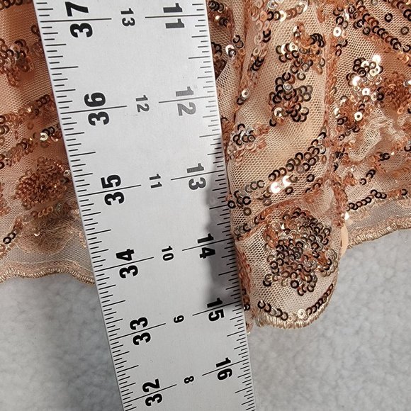 Showpo Boys Lining Up Play Suit Pink Floral Rose Gold Sequin V Neck Club Romper - Picture 11 of 16